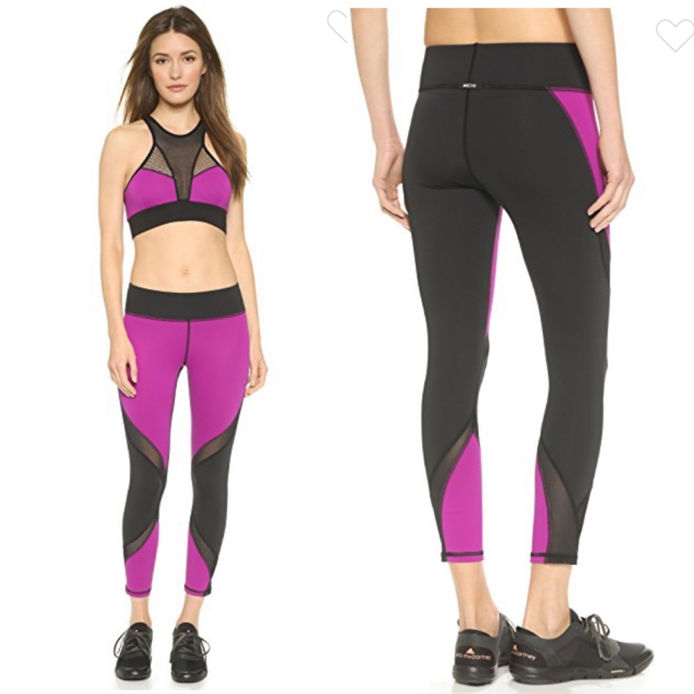 MICHI Black/Magenta Hydra Crop Leggings